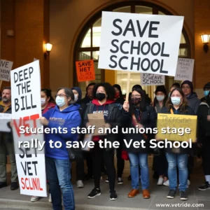 Read more about the article Students  staff  and unions stage rally to save the Vet School