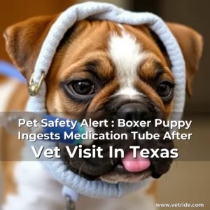 Read more about the article Pet Safety Alert : Boxer Puppy Ingests Medication Tube After Vet Visit In Texas